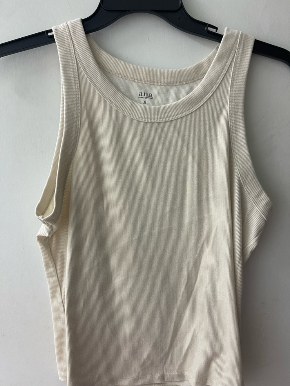 a.n.a Ribbed Tank Top in Off-White Cream with Gold Shimmer